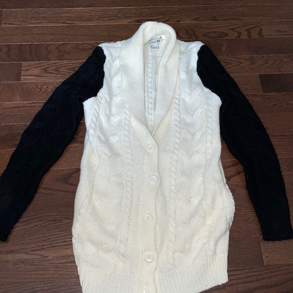 Colour block knit cardigan
